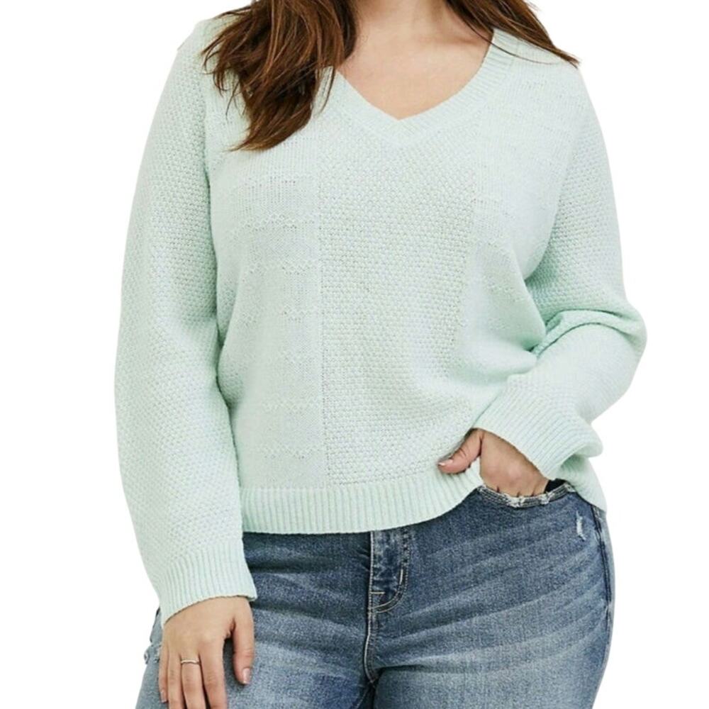 Torrid Mint Green V-neck Midi Pullover Knit Sweater